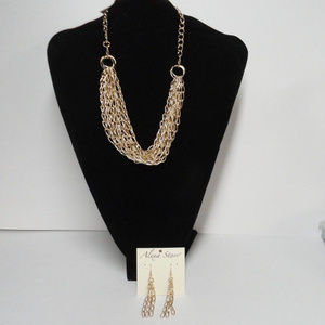 ALEXA STARR GOLD TONE MULTIPLE CHAIN NECKLACE & EA